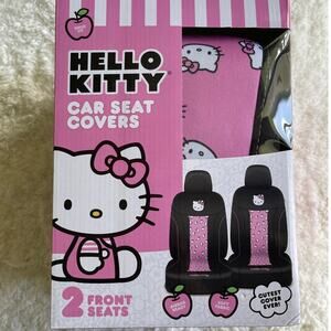 Hello Kitty Pink Black Car Front Seat Covers Set of 2 Cute Stylish Accessory NEW